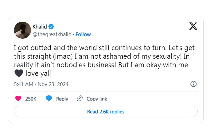 Khalid social media statement