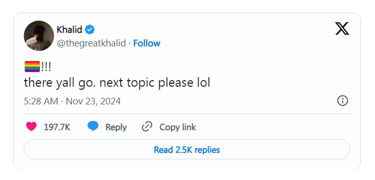 Khalid social media statement