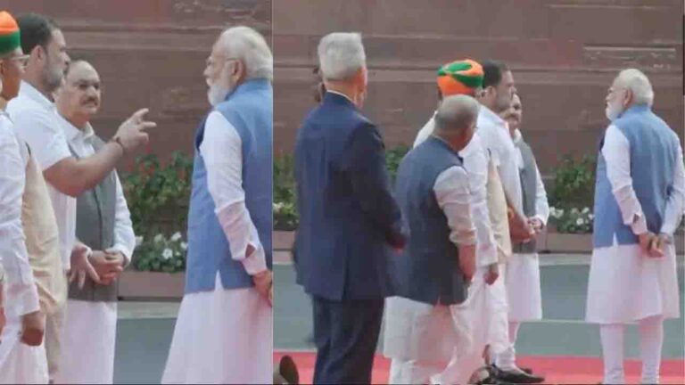 PM Modi and Rahul Gandhi exchange rare, warm greeting at Prerna Sthal