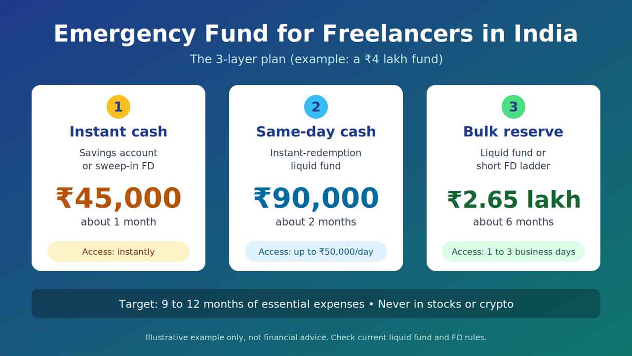 emergency fund for freelancers in India three layer plan