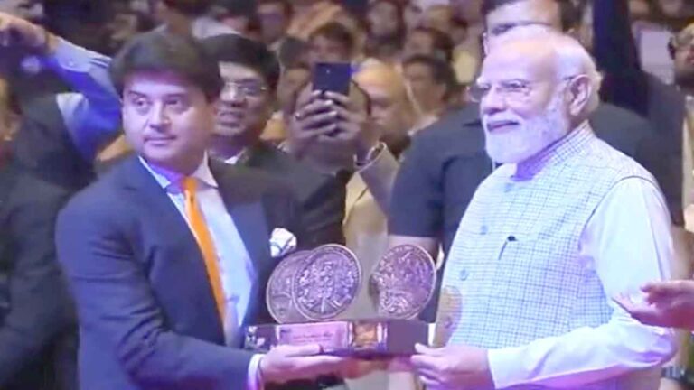PM Narendra Modi inaugurates 10th India Mobile Congress at Yashobhoomi New Delhi with Jyotiraditya Scindia